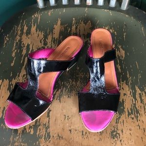 Rachel Comey Black Leather Kitten Heel slides